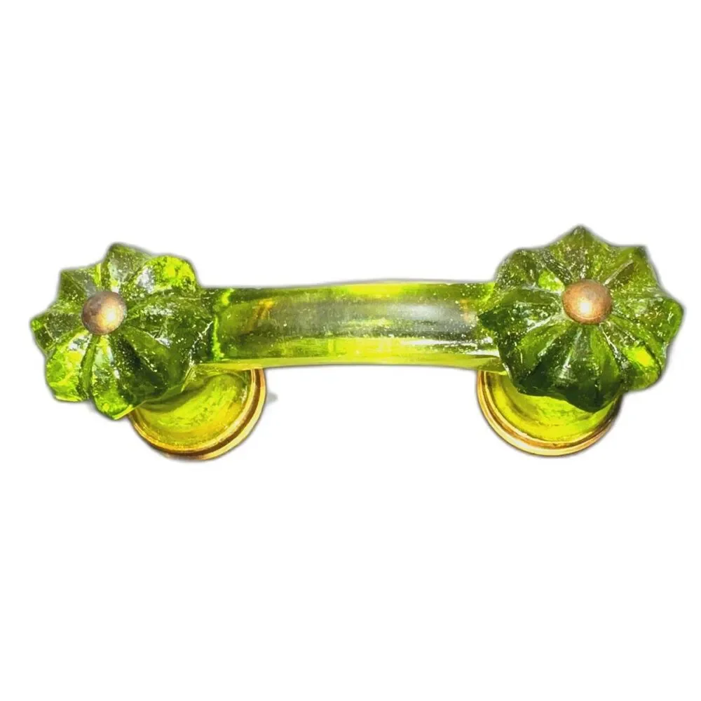 Anthropologie Green Glass Drawer Pull Antique Cabinet Dresser Melon Knob Handle